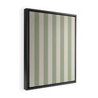 Vertical Stripes Narrow Pattern in Sage and Beige Framed Canvas Print Gallery Image 2