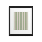 Vertical Stripes Narrow Pattern in Sage and Beige Framed Art Print Gallery Image 6