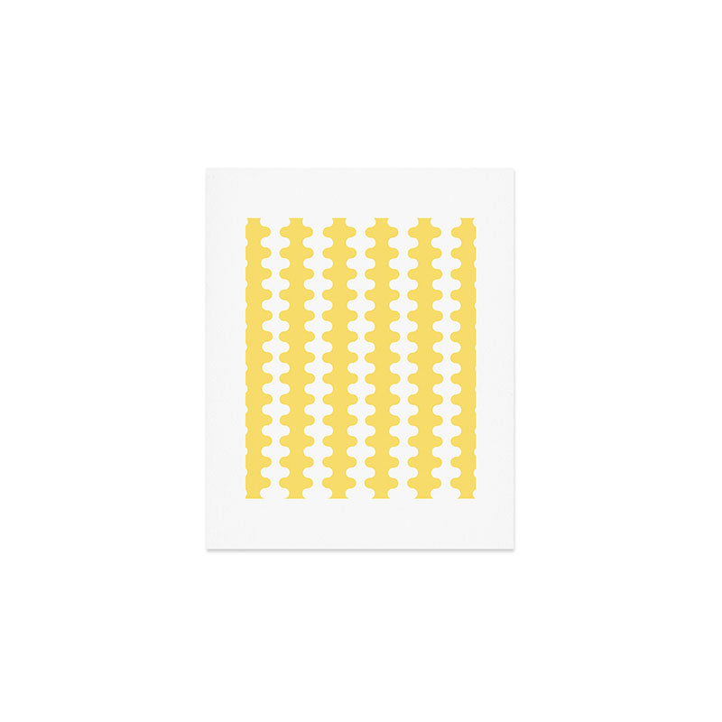 Vertical Stripes Yellow and White Ogee A-Go-Go Pop Pattern Art Print Gallery Image 1