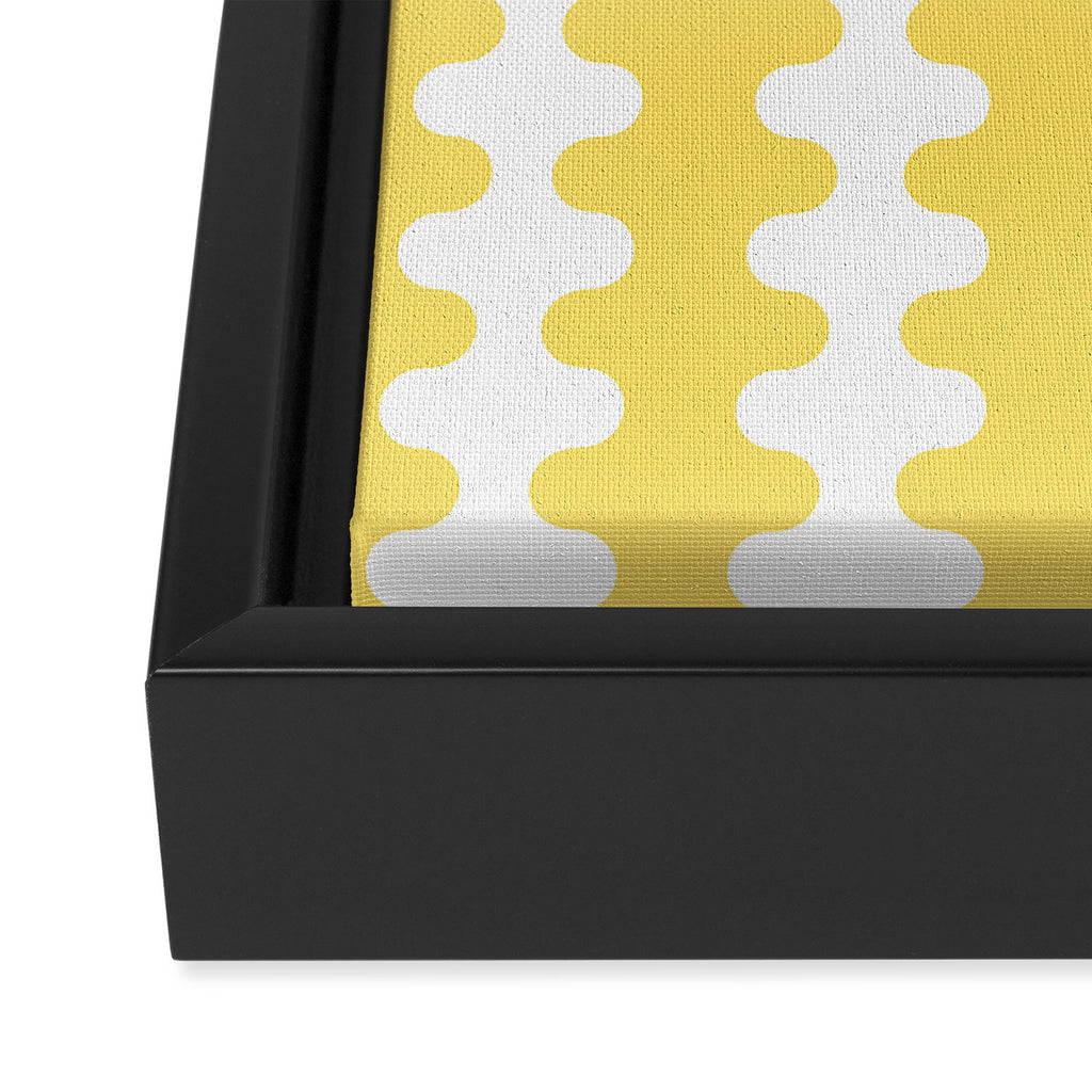 Vertical Stripes Yellow and White Ogee A-Go-Go Pop Pattern Framed Canvas Print Gallery Image 3
