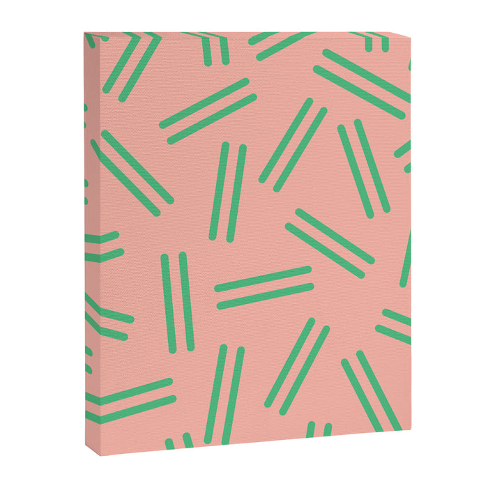 Very 80s Retro Pattern in Blush Pink and Bright Green Canvas Print Gallery Image 1