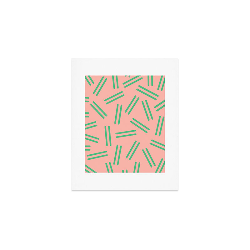 Very 80s Retro Pattern in Blush Pink and Bright Green Art Print Gallery Image 1