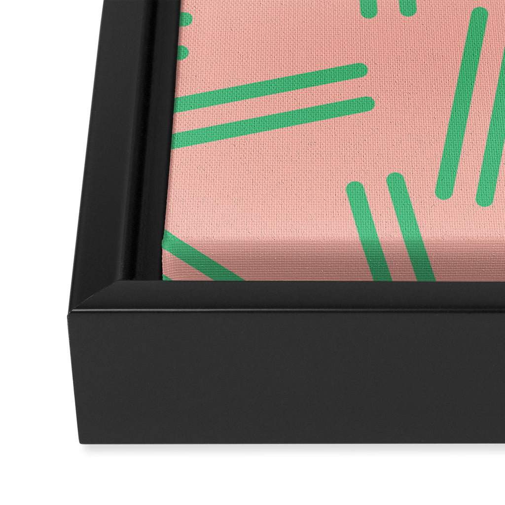 Very 80s Retro Pattern in Blush Pink and Bright Green Framed Canvas Print Gallery Image 3