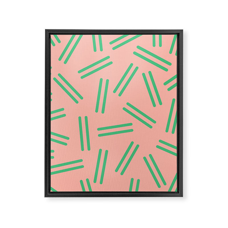 Very 80s Retro Pattern in Blush Pink and Bright Green Framed Canvas Print Gallery Image 6