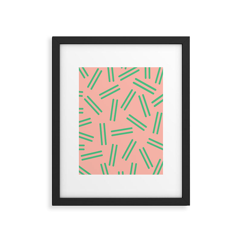 Very 80s Retro Pattern in Blush Pink and Bright Green Framed Art Print Gallery Image 5