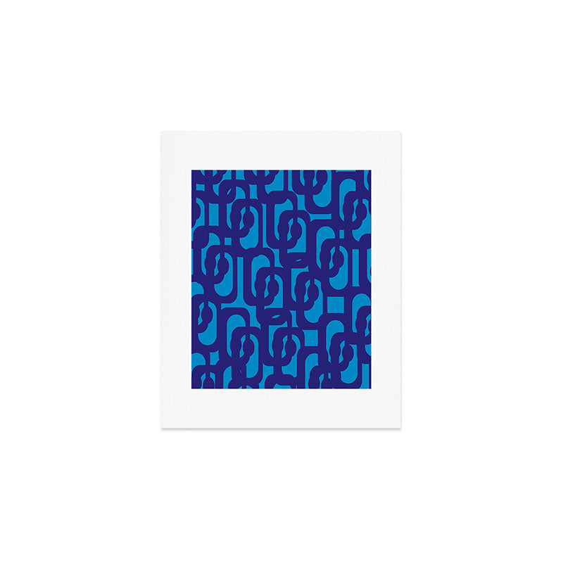 Very Blue Contemporary Mid Century Modern Loops Abstract Pattern Art Print Gallery Image 1