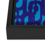 Very Blue Contemporary Mid Century Modern Loops Abstract Pattern Framed Canvas Print Gallery Image 3