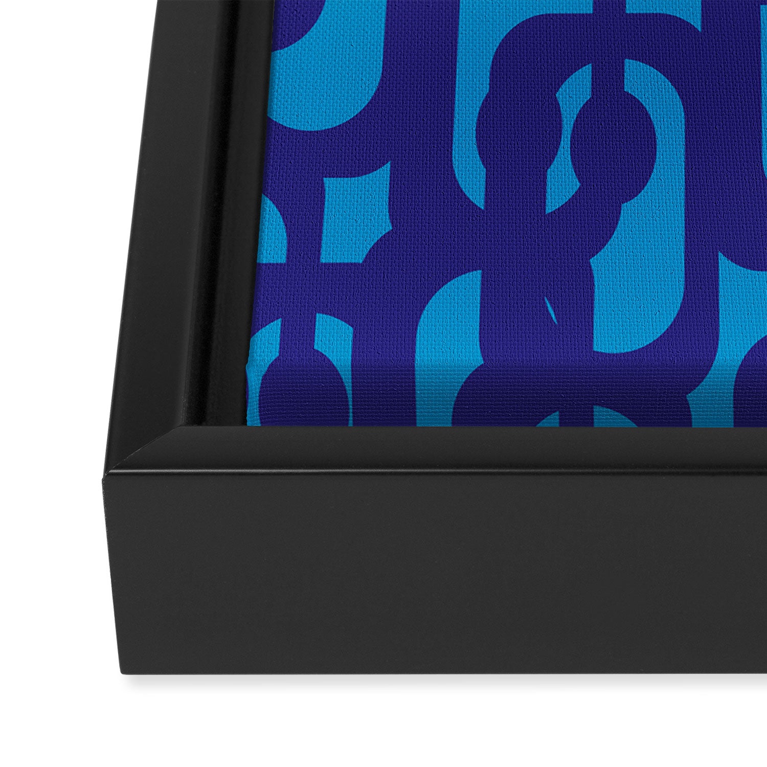 Very Blue Contemporary Mid Century Modern Loops Abstract Pattern Framed Canvas Print Gallery Image 3
