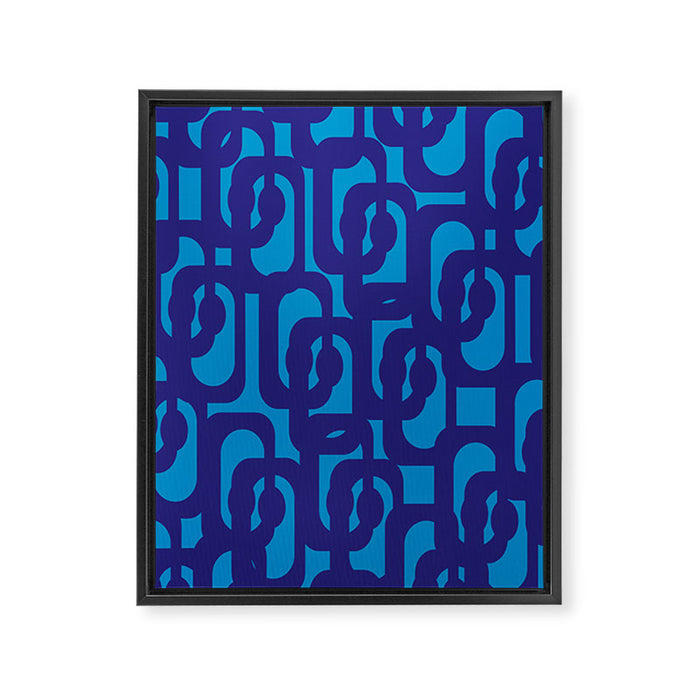 Very Blue Contemporary Mid Century Modern Loops Abstract Pattern Framed Canvas Print Gallery Image 1