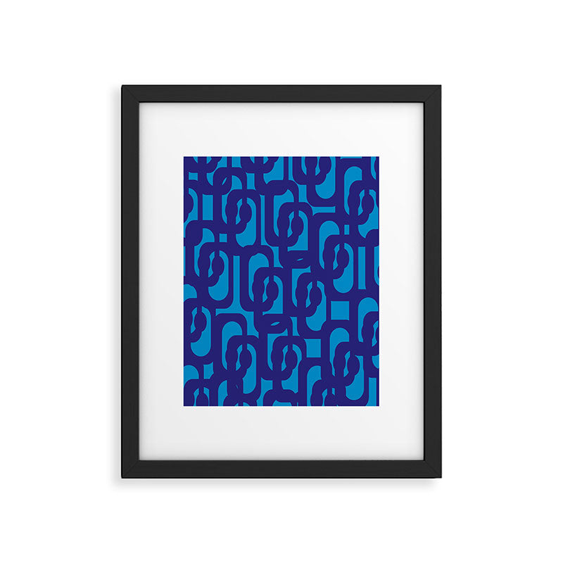 Very Blue Contemporary Mid Century Modern Loops Abstract Pattern Framed Art Print Gallery Image 6