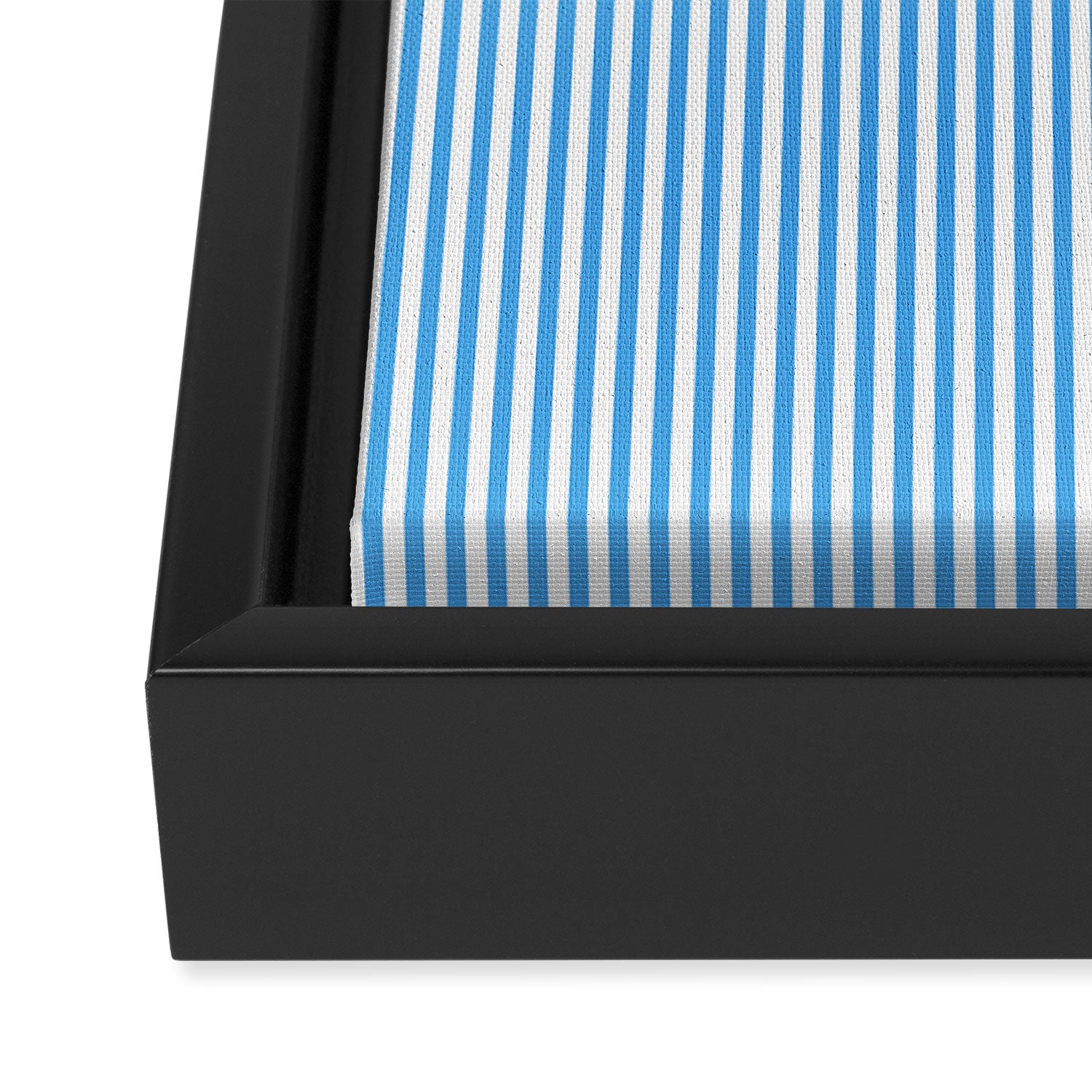 Very Narrow Blue and White Vertical Stripes Framed Canvas Print Gallery Image 3