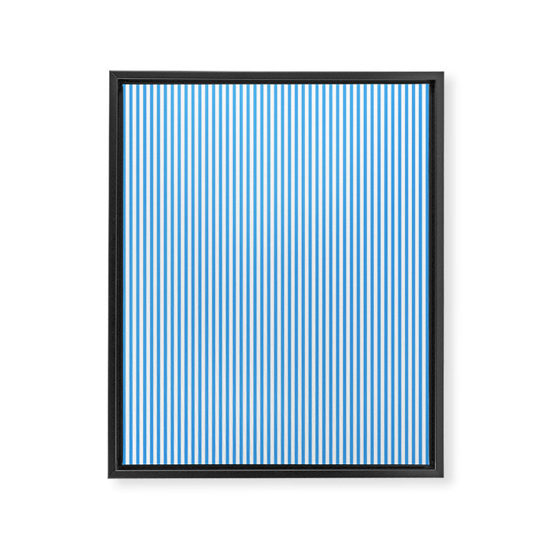 Very Narrow Blue and White Vertical Stripes Framed Canvas Print Gallery Image 6