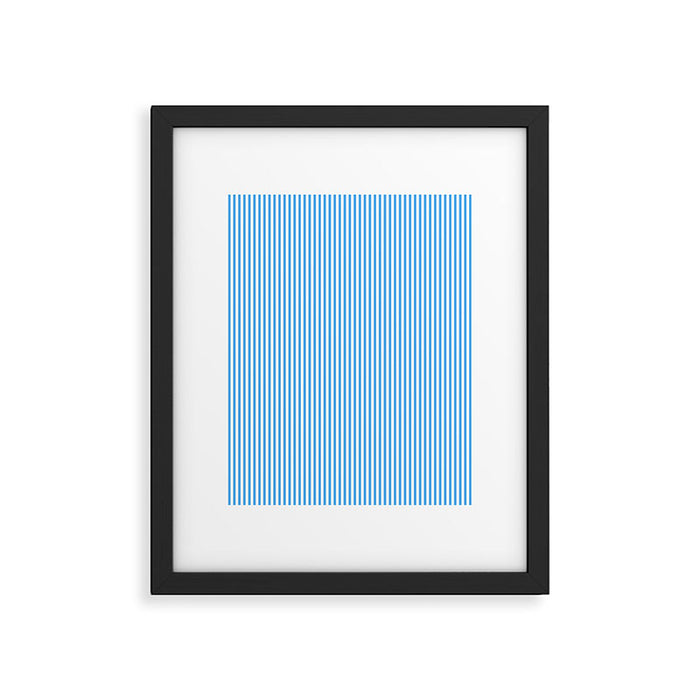 Very Narrow Blue and White Vertical Stripes Framed Art Print Gallery Image 1