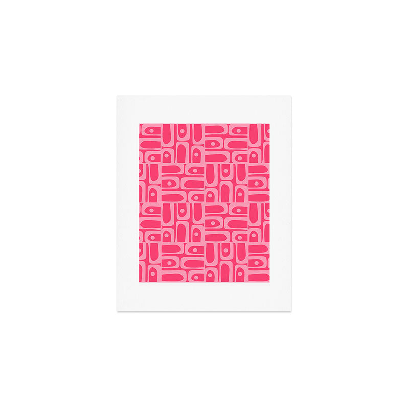 Very Pink Geometric Piquet Multi Pattern Art Print Gallery Image 1