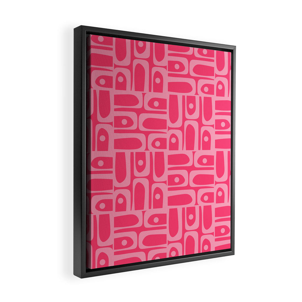 Very Pink Geometric Piquet Multi Pattern Framed Canvas Print Gallery Image 2