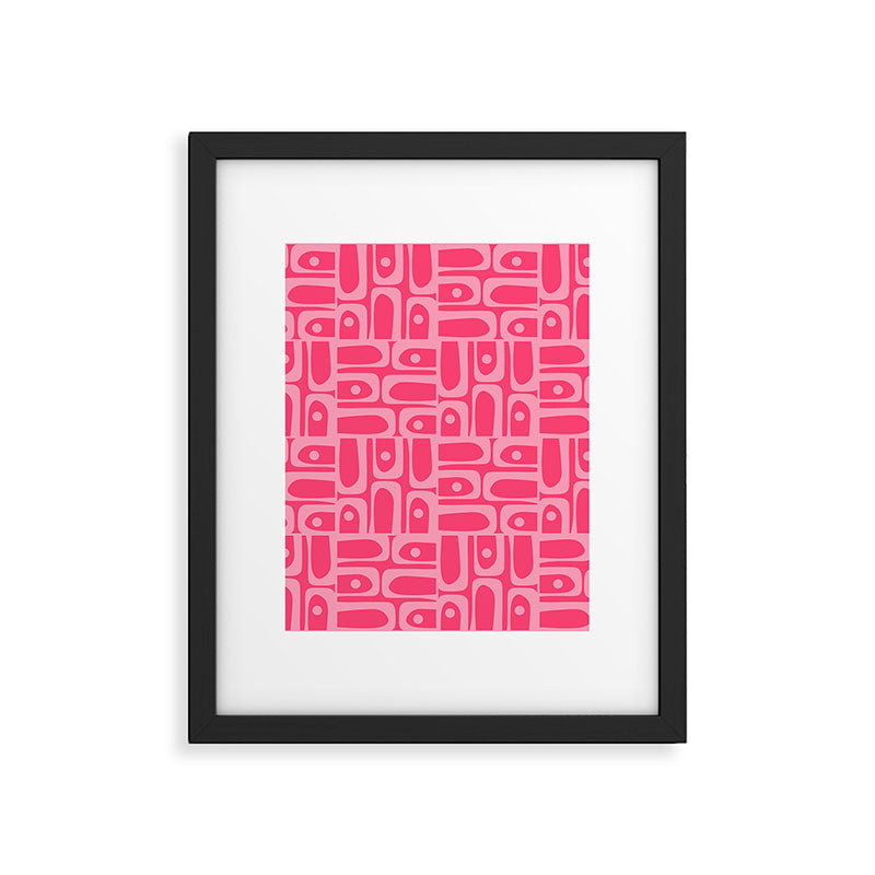 Very Pink Geometric Piquet Multi Pattern Framed Art Print Gallery Image 6
