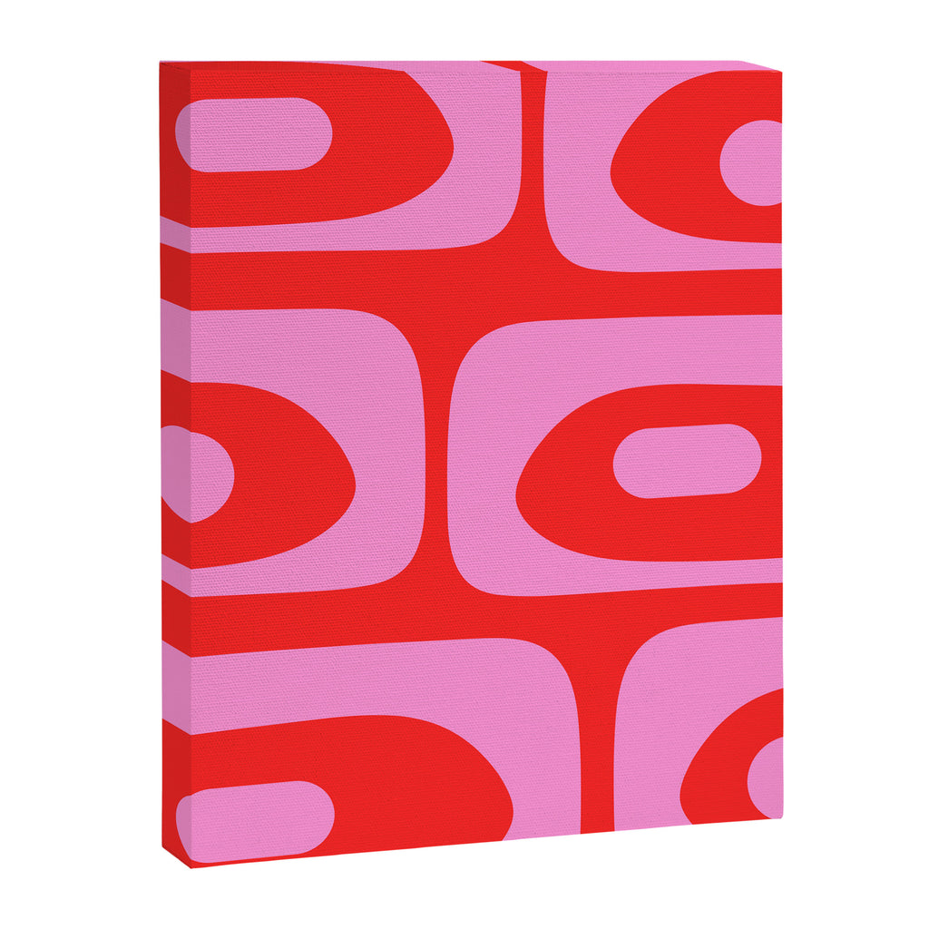 Vibrant Retro Abstract Piquet Pattern in Preppy Pink and Red Canvas Print Gallery Image 8