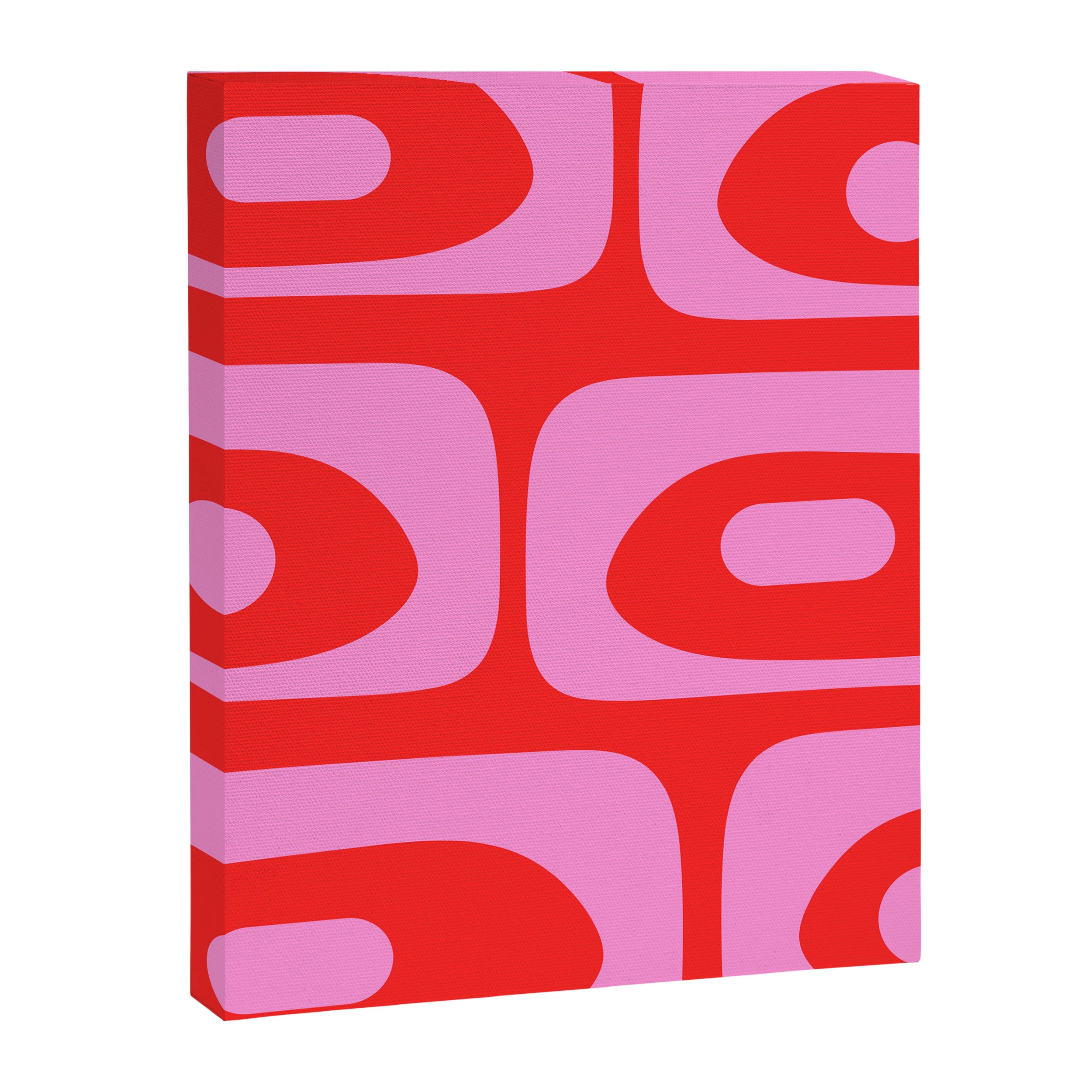 Vibrant Retro Abstract Piquet Pattern in Preppy Pink and Red Canvas Print Gallery Image 8