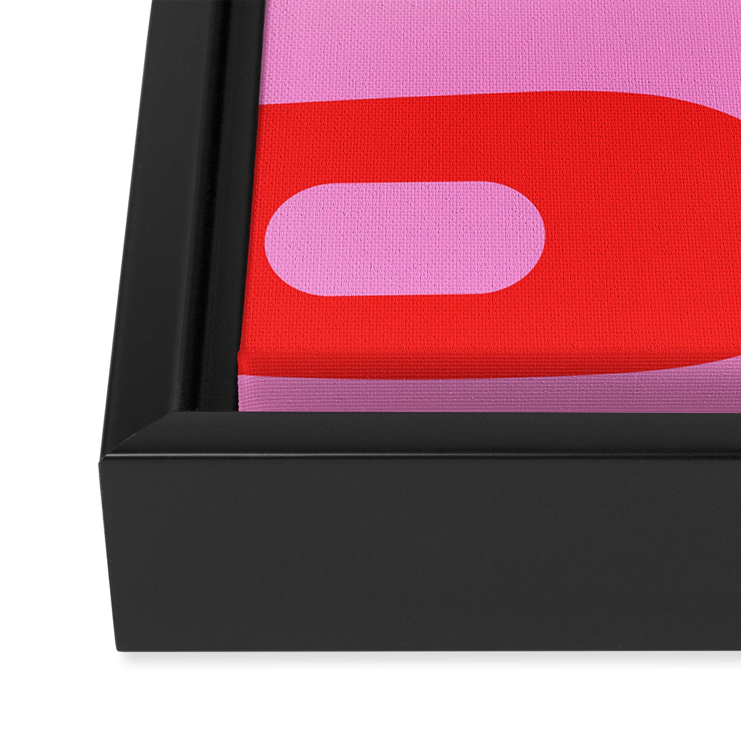 Vibrant Retro Abstract Piquet Pattern in Preppy Pink and Red Framed Canvas Print Gallery Image 3