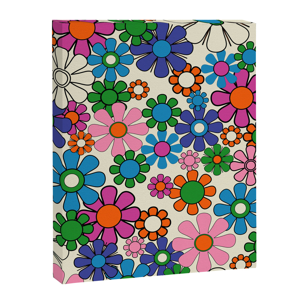 Vibrant Retro Garden Groovy Colorful 60s 70s Floral Pattern Canvas Print Gallery Image 8