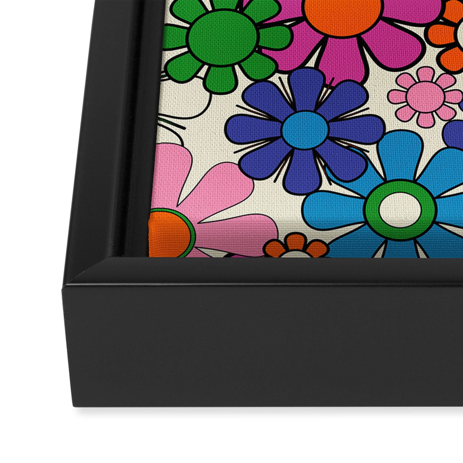 Vibrant Retro Garden Groovy Colorful 60s 70s Floral Pattern Framed Canvas Print Gallery Image 3