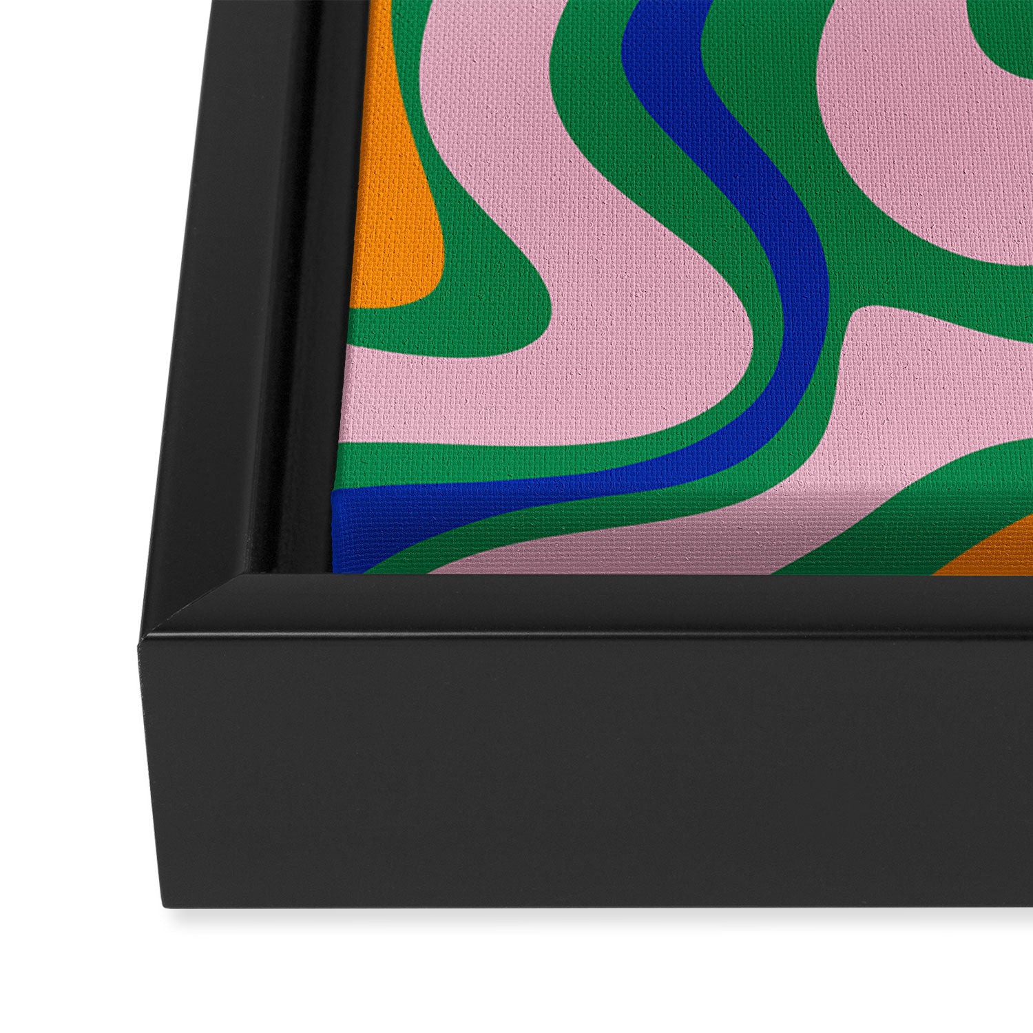 Vibrant Vivid Retro Liquid Swirl Abstract Pattern Green Pink Yellow Blue Framed Canvas Print Gallery Image 3