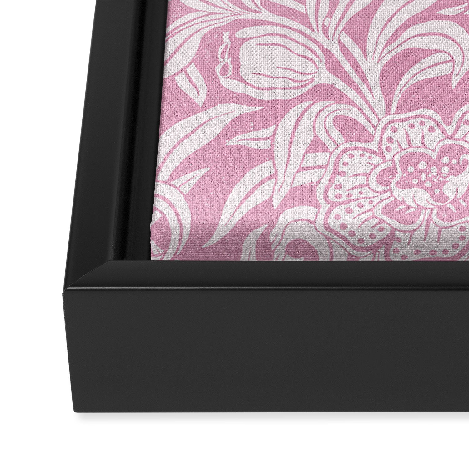 Vintage Botanical Pattern in Pretty Pink Framed Canvas Print Gallery Image 3