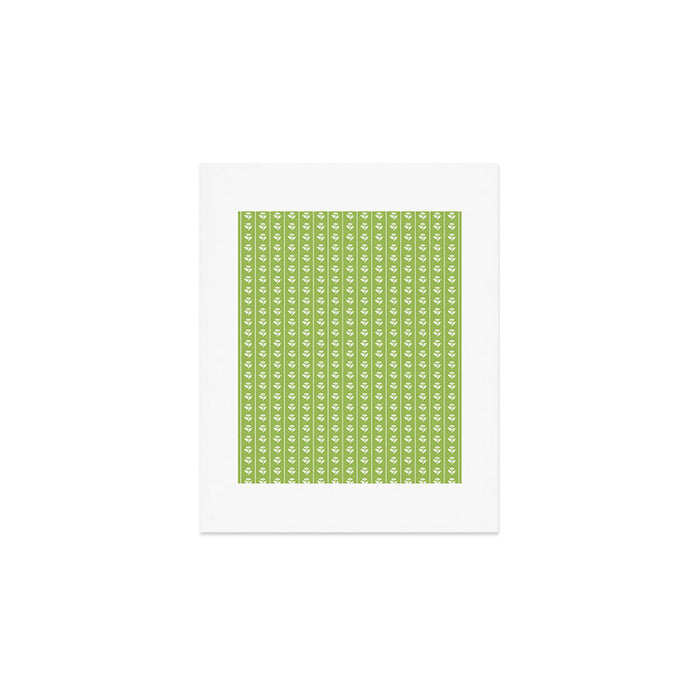 Vintage Cottage Flowers and Stripes Pattern in Light Green Art Print Gallery Image 1