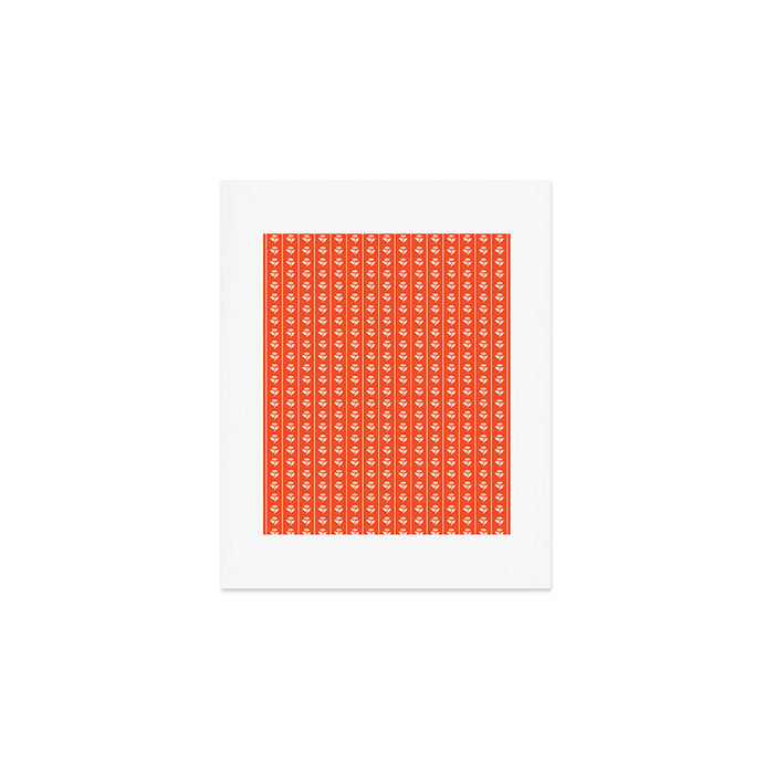Vintage Cottage Flowers and Stripes Pattern in Orange Art Print Gallery Image 1