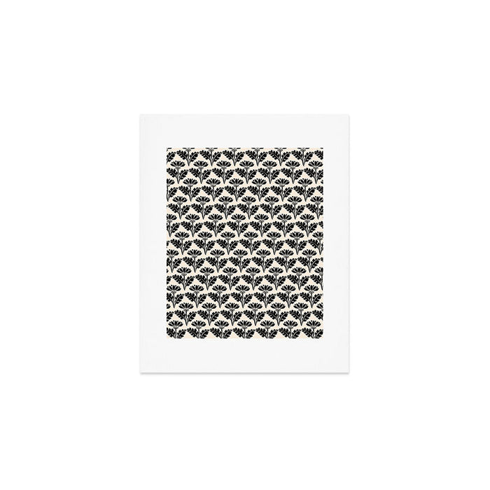Vintage Floral Arches Art Nouveau Pattern in Black and Almond Cream Art Print Gallery Image 1