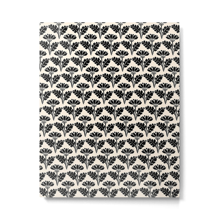 Vintage Floral Arches Art Nouveau Pattern in Black and Almond Cream Metal Print Gallery Image 1