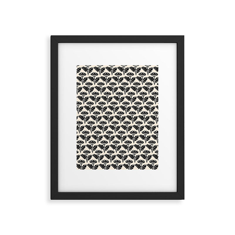 Vintage Floral Arches Art Nouveau Pattern in Black and Almond Cream Framed Art Print Gallery Image 6