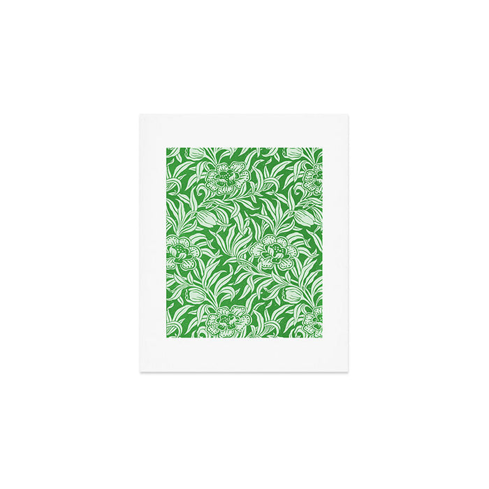 Vintage Floral Botanical Pattern Green Art Print Gallery Image 1
