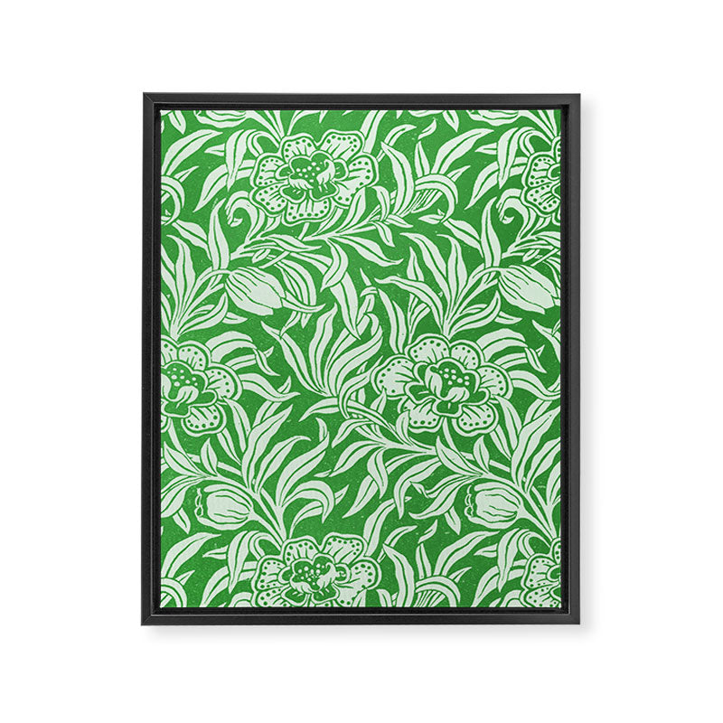 Vintage Floral Botanical Pattern Green Framed Canvas Print Gallery Image 6