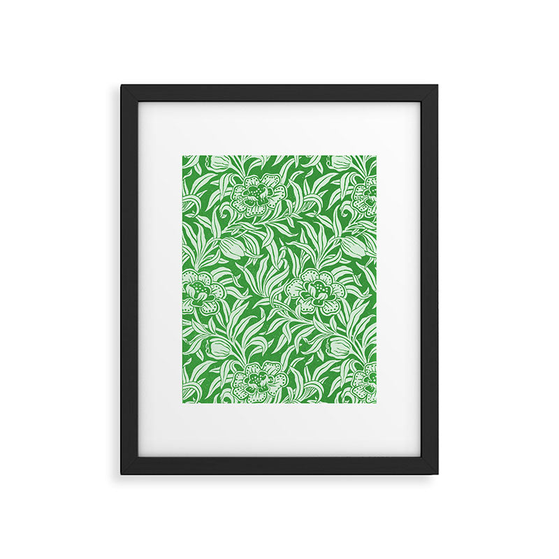 Vintage Floral Botanical Pattern Green Framed Art Print Gallery Image 5