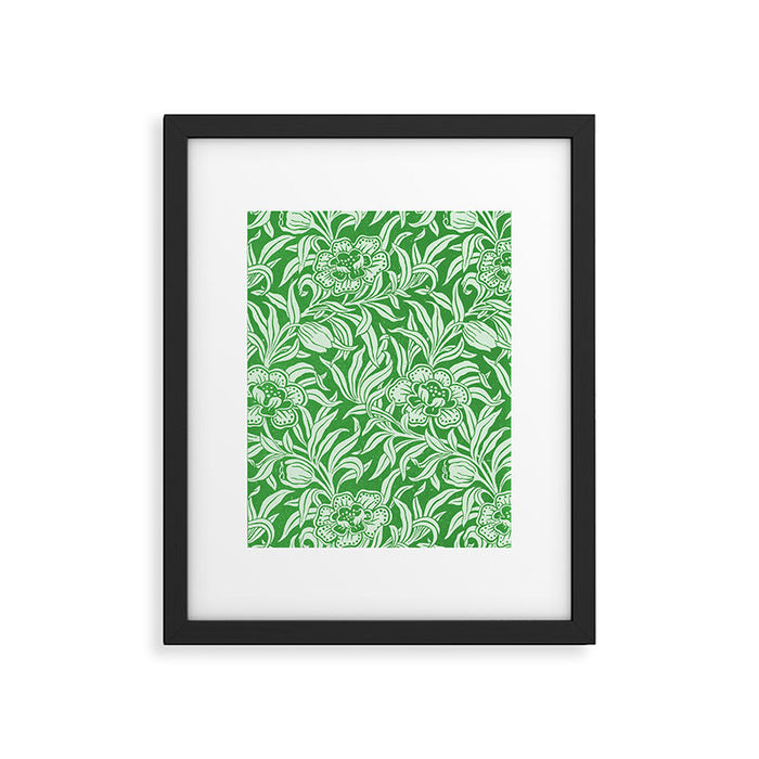Vintage Floral Botanical Pattern Green Framed Art Print Gallery Image 1
