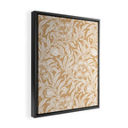Vintage Floral Botanical Pattern in Camel Beige Framed Canvas Print Gallery Image 2