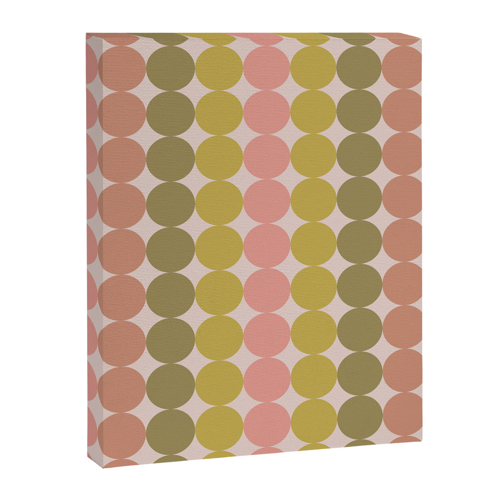 Vintage Pink and Green Mod Dot Stripes Dotty Retro Pattern Canvas Print Gallery Image 8