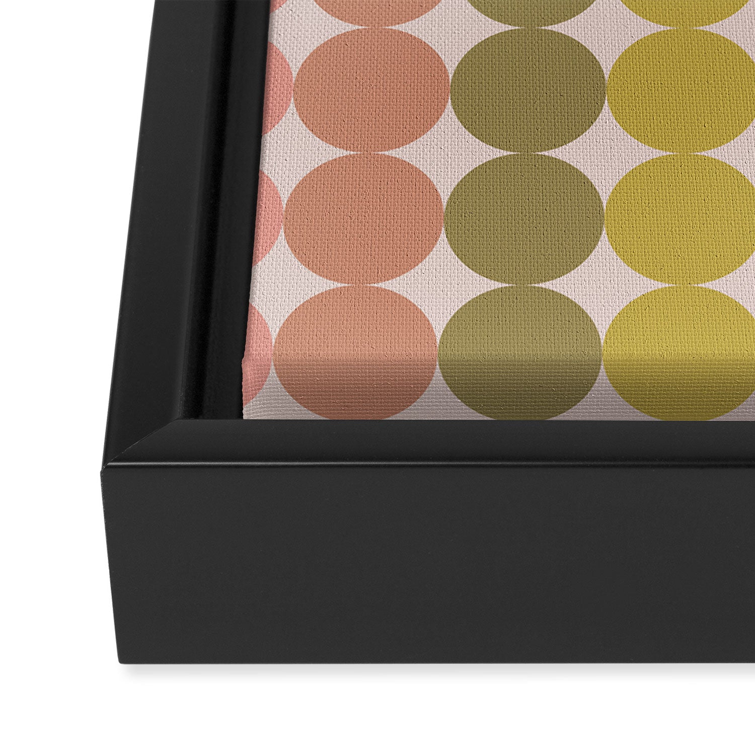Vintage Pink and Green Mod Dot Stripes Dotty Retro Pattern Framed Canvas Print Gallery Image 3