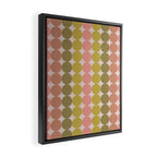 Vintage Pink and Green Mod Dot Stripes Dotty Retro Pattern Framed Canvas Print Gallery Image 2