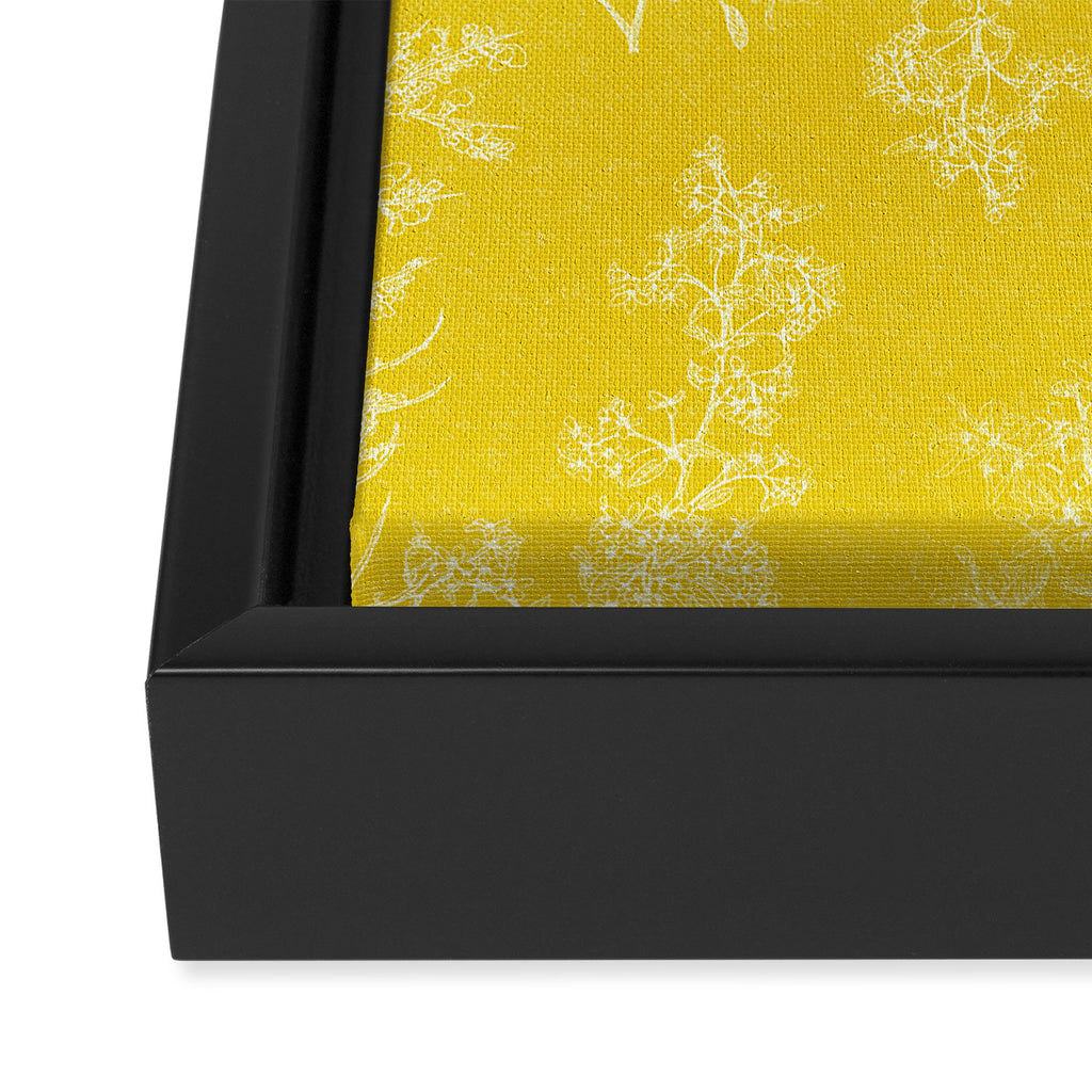 Vintage Style Botanical Cottage Textured Pattern in Yellow Framed Canvas Print Gallery Image 3