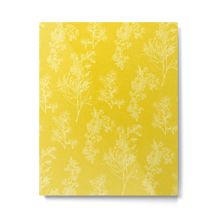 Vintage Style Botanical Cottage Textured Pattern in Yellow Metal Print Gallery Image 1