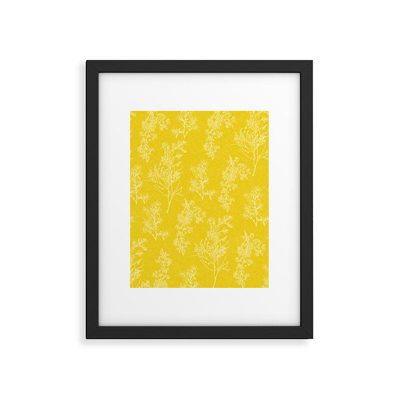 Vintage Style Botanical Cottage Textured Pattern in Yellow Framed Art Print Gallery Image 6