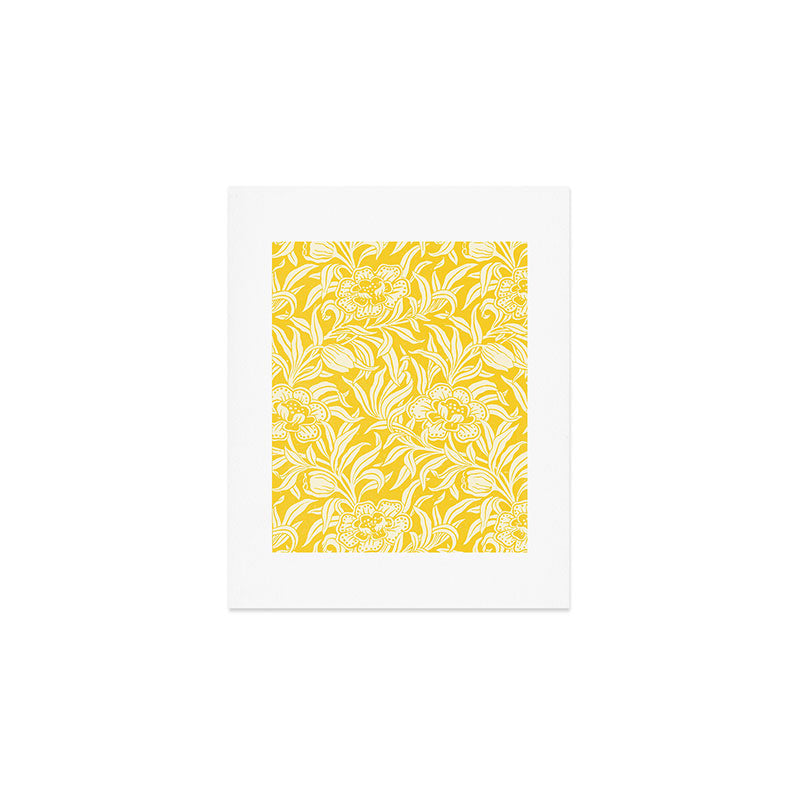 Vintage Yellow Floral Pattern Art Print Gallery Image 1