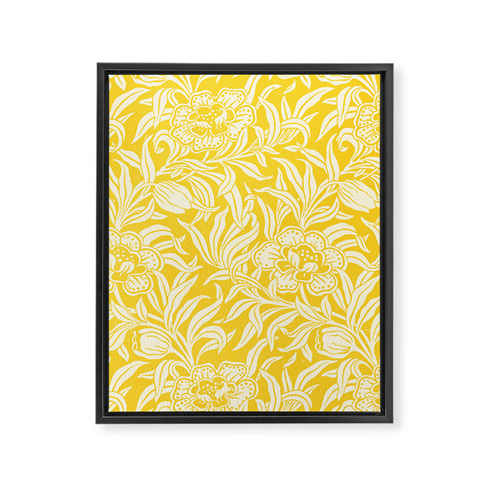 Vintage Yellow Floral Pattern Framed Canvas Print Gallery Image 1