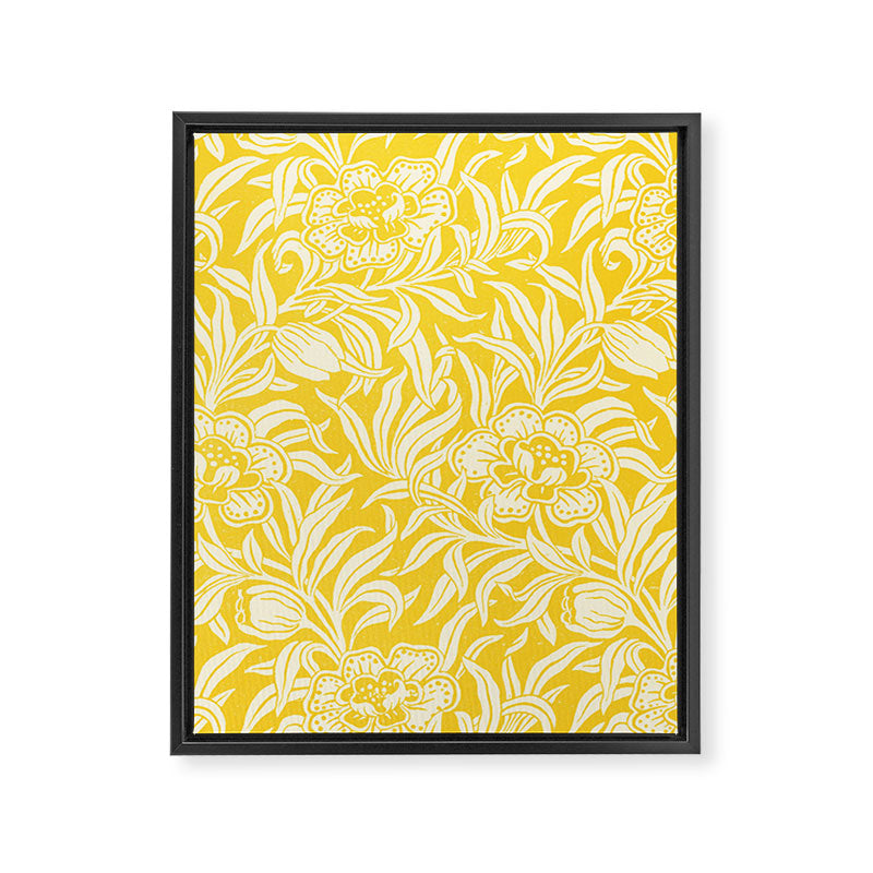 Vintage Yellow Floral Pattern Framed Canvas Print Gallery Image 6