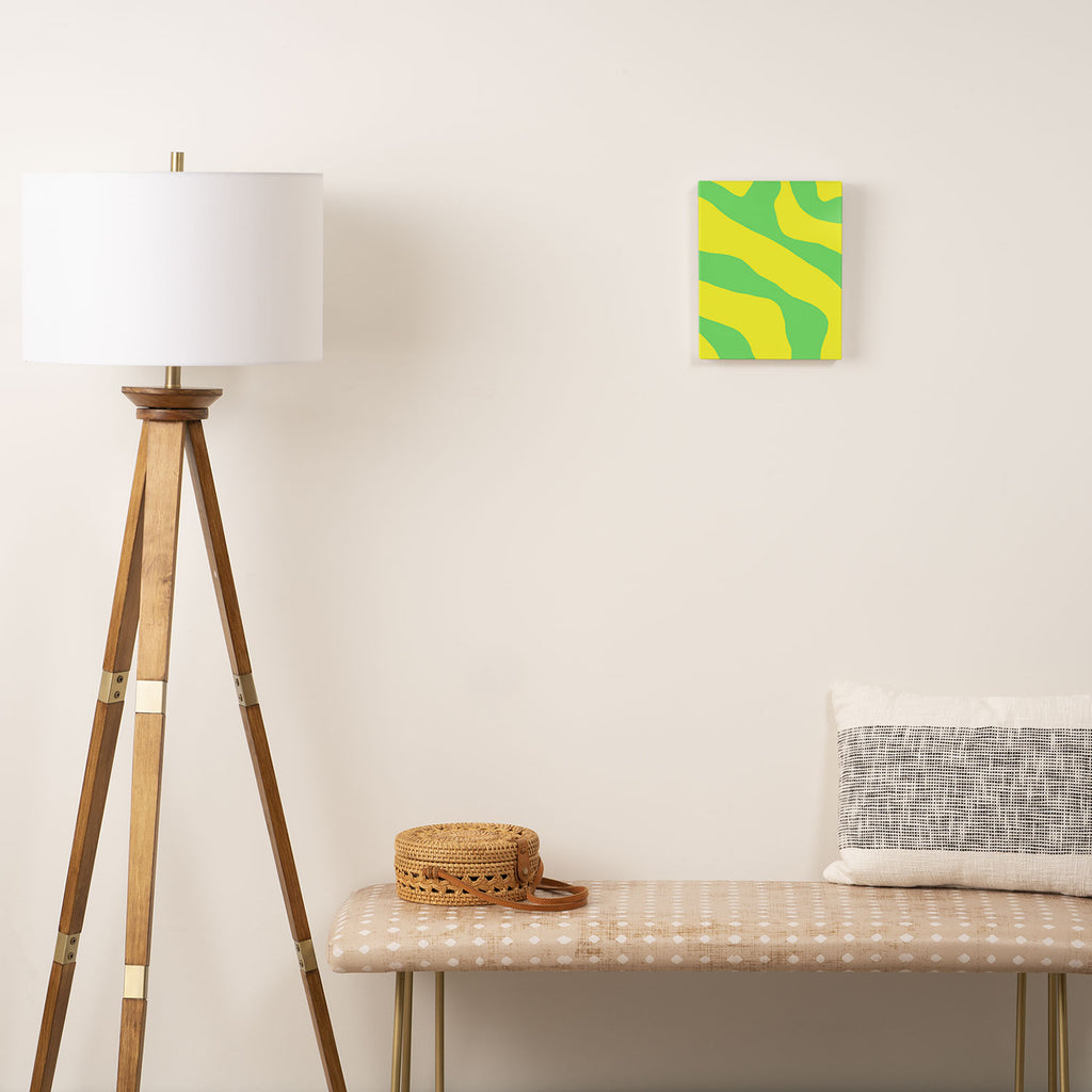 Vivid Abstract Organic Forms Neon Yellow and Green Canvas Print Gallery Image 2