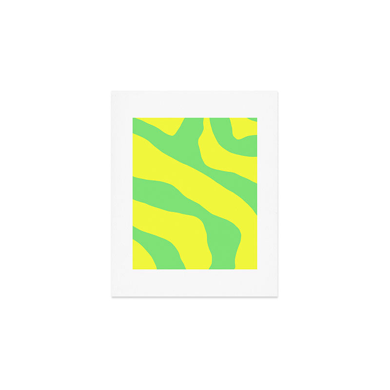 Vivid Abstract Organic Forms Neon Yellow and Green Art Print Gallery Image 1
