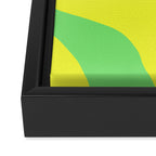 Vivid Abstract Organic Forms Neon Yellow and Green Framed Canvas Print Gallery Image 3