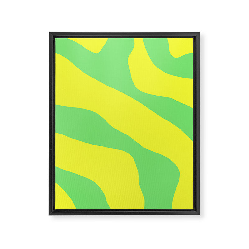 Vivid Abstract Organic Forms Neon Yellow and Green Framed Canvas Print Gallery Image 8